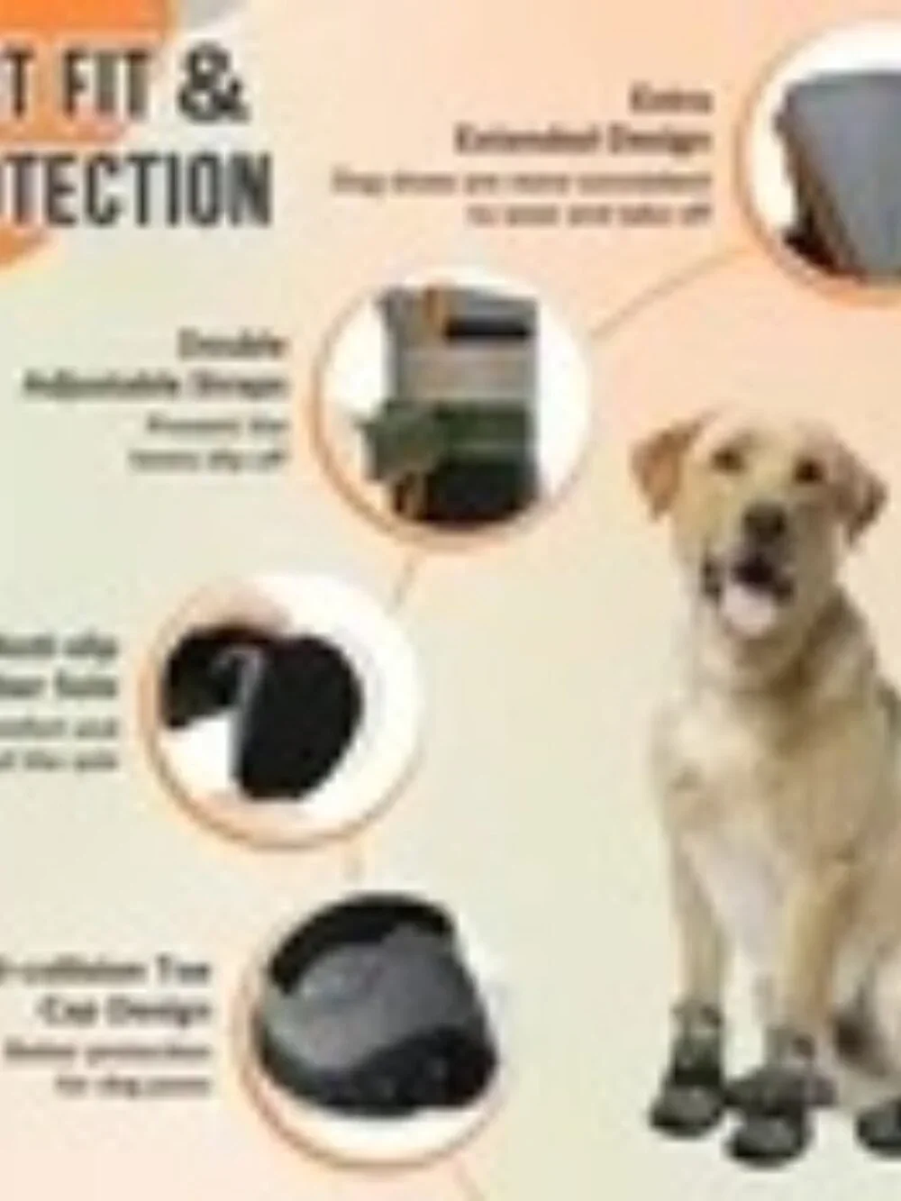NEW Breathable Dog Boots 4PCS Reflective Strip Paw Protector Size 52-68lbs